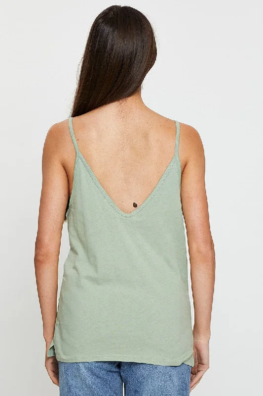 Green Singlet Top Sleeveless