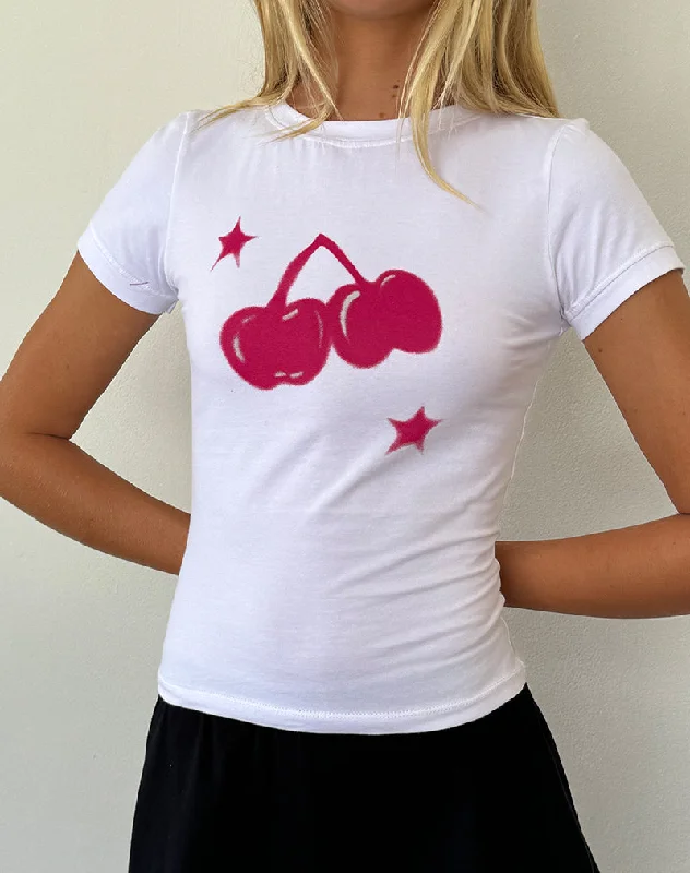 Sutin Baby Tee in White Cherry Print