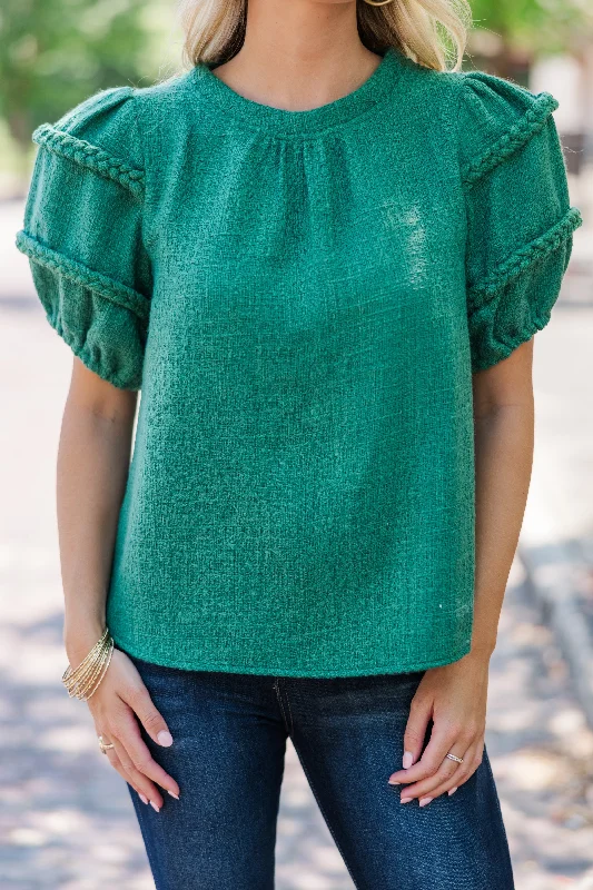 What A Night Green Tweed Blouse