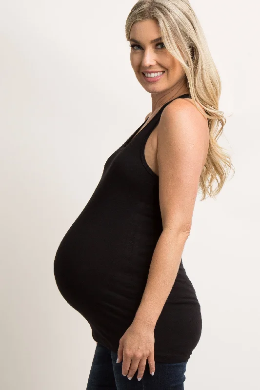 Black Fitted Maternity Tank Top