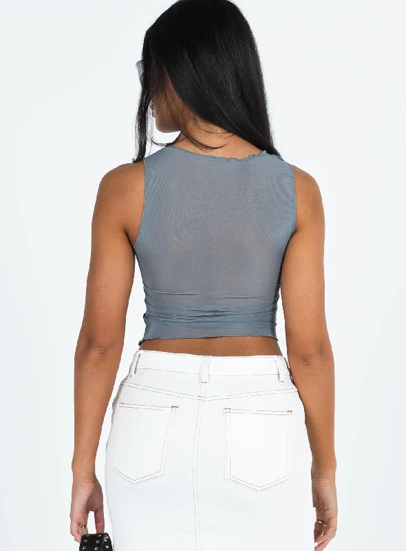 Motel Moni Top Mesh Blue Grey