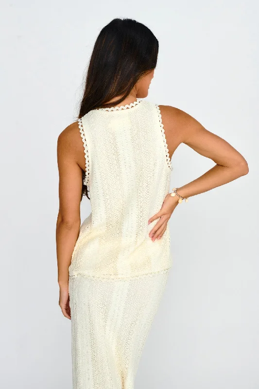 Ninevah Sleeveless Tied Lace Top Beige