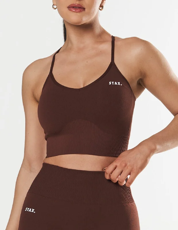 Premium Seamless Strappy Crop - Umber