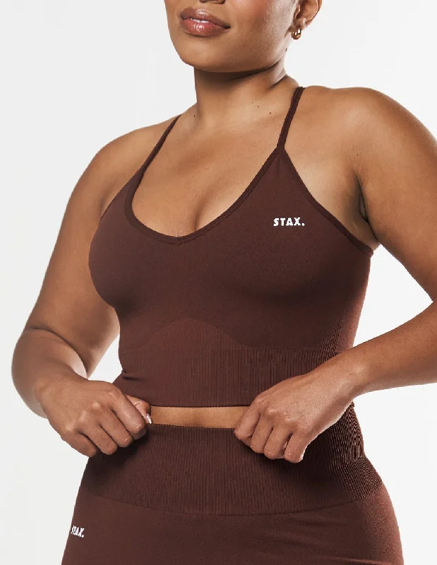 Premium Seamless Strappy Crop - Umber