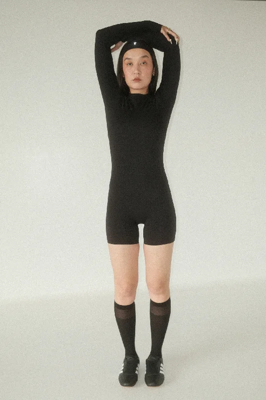 Long Sleeve Pocket Bodysuit - Black