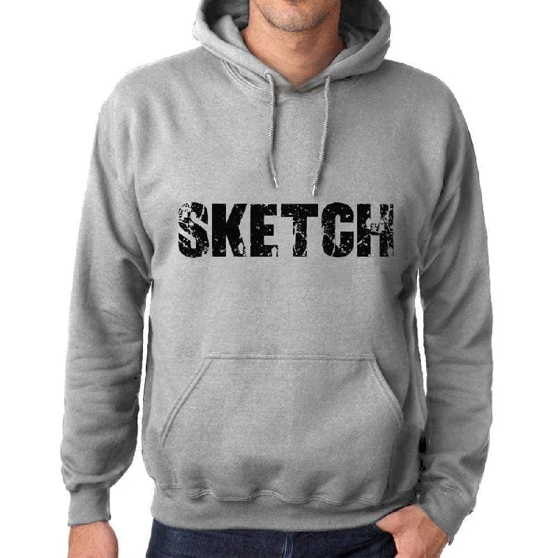 Unisex Printed Graphic Cotton Hoodie Popular Words SKETCH Grey Marl