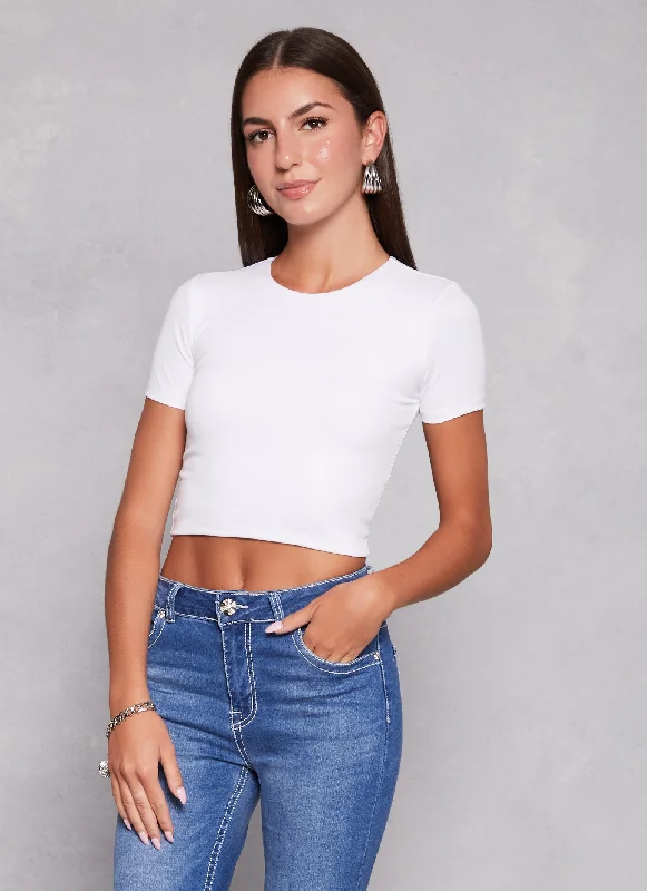 Crew Neck Basic Cropped Tee